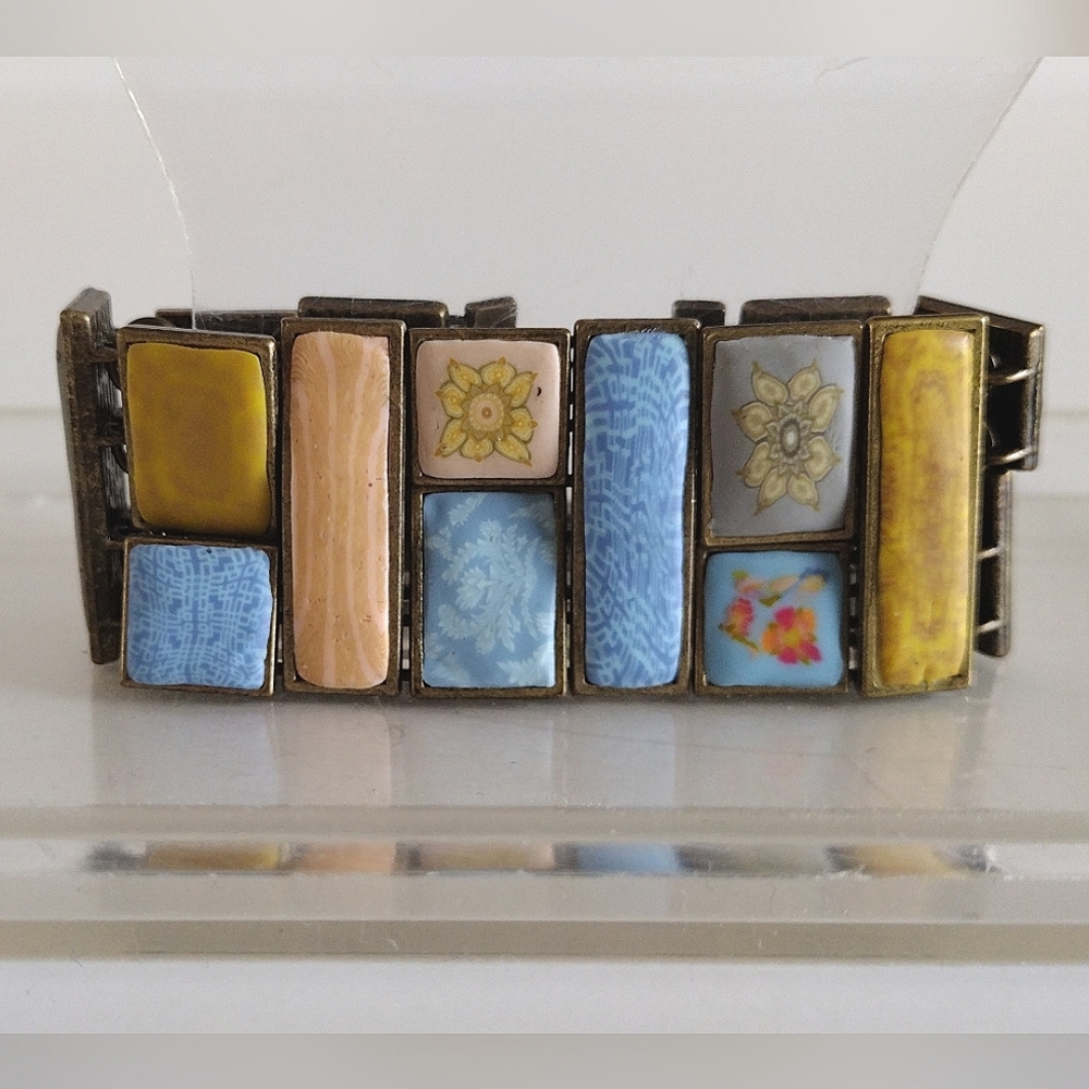 JilZarah polymer clay square cobblestone bracelet